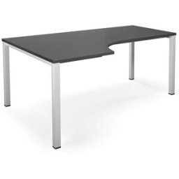 Hörnskrivbord DUO-U, vänster, LxB 1800x1200 mm, mörkgrå/vit