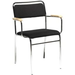 Konferensstol Ronny, med armstöd, kromstativ, svart