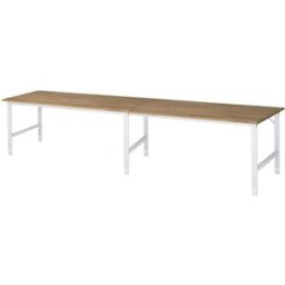 Arbetsbord Rickard, stativ 60 x 30 mm, skiva i massiv bok, BxD 4000 x