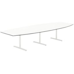 Konferensbord Elips, höjd 720 mm, BxD 3800 x 1200/800 mm, vit/vit