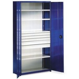 Lagerhylla, skåp med inredning, 5 lådor+6 hyllplan, HxBxD 1960x1000x40