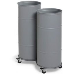 Soptunna Brooklyn Bin, H 730/780 mm, hjul, dubbel utan lock, grå