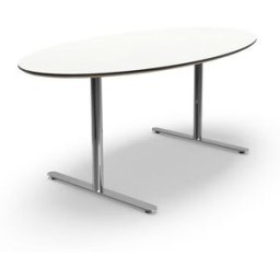 Konferensbord Elips, höjd 720 mm, BxD 1900 x 1000 mm, vit/förkromad
