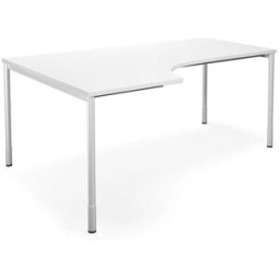 Hörnskrivbord DUO-C, vänster, LxB 1800x1200 mm, vit/vit