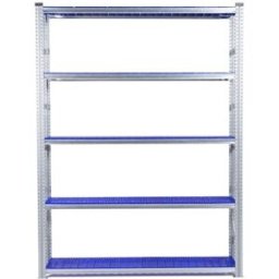 Lagerhylla Flex, grund, BxDxH 1876x400x2500, 5 st blå hyllplan