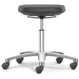 Åkstol Amy, med kryssfot i aluminium, med hjul Soft-Touch-PU