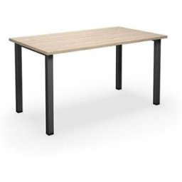Bord DUO-U, rak skiva, LxB 1400x800 mm, ek/svart