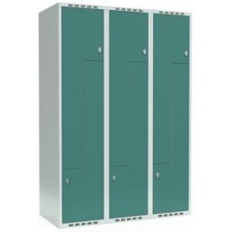 Z-skåp Fydor SMZ, BxDxH 1200x550x1752 mm, 6 dörrar i 3 skåp, plant tak