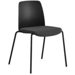 Stol Helmer, sits stoppad, ryggstöd plast, 4-pack, sits svart, underre