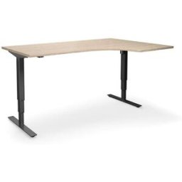 Höj och sänkbart hörnskrivbord Atlanta, höger, LxB 1800x1200 mm, ek/sv