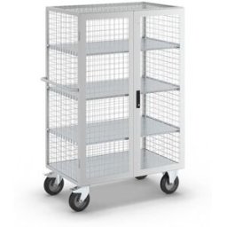 Hyllvagn Abbe, pardörr, 3 hyllplan, ljusgrå