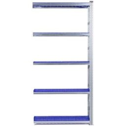 Lagerhylla Flex, utbyggnad, BxDxH 1206x320x2500, 5 st blå hyllplan