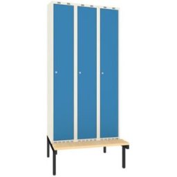 Klädskåp Sonesson, BxDxH 900x550x1900 mm, bänkstativ, 3 dörrar i 3 skå