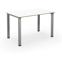 Bord DUO-U Trend, rak skiva, runda hörn, LxB 1200x800 mm, vit/silver