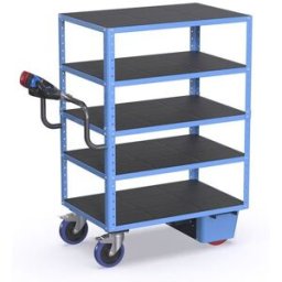 Eldriven hyllvagn CustomLine, 5 hyllplan, antracitgrå RAL 7016, massiv