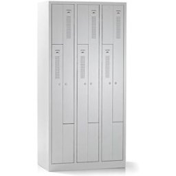 Z-skåp Amsterdam, 3 sektioner, ljusgrå, bredd 870 mm