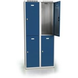 Klädskåp Hove, B 400/dörr, 4 dörrar i 2 skåp, grå/blå/OUTLET