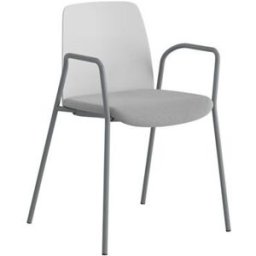 Stol Helmer, sits stoppad, ryggstöd plast, 4-pack, sits vit/ljusgrå, u
