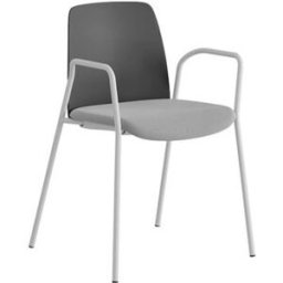Stol Helmer, sits stoppad, ryggstöd plast, 4-pack, sits mörkgrå/ljusgr