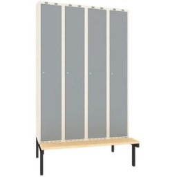 Klädskåp Sonesson, BxDxH 1200x550x1900 mm, bänkstativ, 4 dörrar i 4 sk