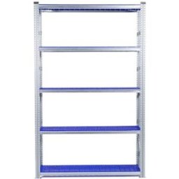 Lagerhylla Flex, grund, BxDxH 1576x400x2500, 5 st blå hyllplan