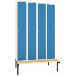 Klädskåp Sonesson, BxDxH 1200x550x1900 mm, bänkstativ, 4 dörrar i 4 sk