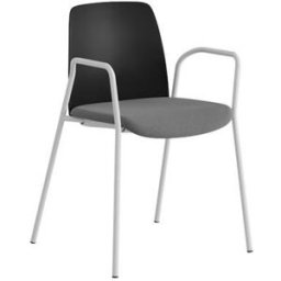 Stol Helmer, sits stoppad, ryggstöd plast, 4-pack, sits svart/mörkgrå,