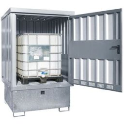 Miljöskåp för fat, 1x1000 liter IBC, galvad