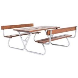 Picknickbord Robust med ryggstöd, LxBxH 1750 x 2260 x 820 mm, brun