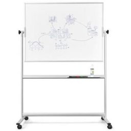 Whiteboard på hjul Maida, stålplåt, lackerad, BxH 1200 x 900 mm