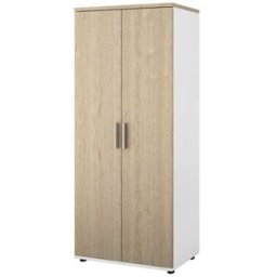 Bokhylla Portland, BxDxH 800x420x1845 mm, vit/ek, med dörrar, dörrhöjd