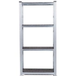 Lagerhylla Flex, grund, BxDxH 976x500x1972, 4 st svarta hyllplan