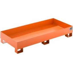 Uppsamlingskärl av plåt, för fat, LxBxH 1800x800x275 mm, orange