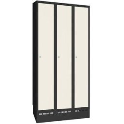 Klädskåp Sonesson, BxDxH 900x550x1900 mm, sockel, 3 dörrar i 3 skåp, v