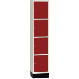 Elevskåp Sonesson Flex, 4 dörrar i 1 skåp, BxDxH 400x400x1900 mm, röd/