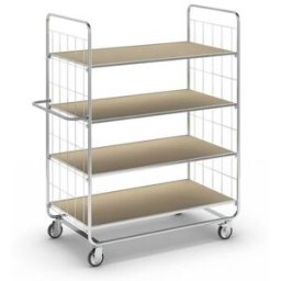 Hyllvagn Telma ESD, korta varianter, 4 länkhjul, 4 hyllor, LxBxH 945 x