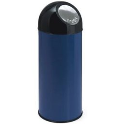 Papperskorg PUSH, 55 l, H 820 mm, galvad innerbehållare, blå
