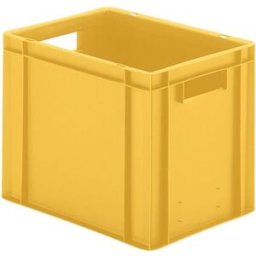 Plastback Teff med tät sida och botten, LxBxH 400x300x320 mm, gul, 5-p