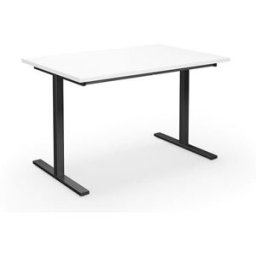 Bord DUO-T, rak skiva, LxB 1200x800 mm, vit/svart