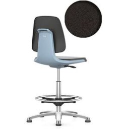 Arbetsstol Bimos Labsit, med glidfötter och fotring, sits med tygkläds