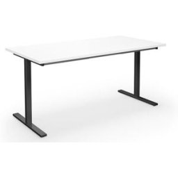 Bord DUO-T, rak skiva, LxB 1600x800 mm, vit/svart