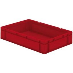 Plastback Teff med tät sida och botten, LxBxH 600x400x120 mm, röd, 5-p
