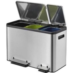 Papperskorg Paulina, volym 3 x 12 l, BxHxD 605 x 392 x 321 mm, rostfri