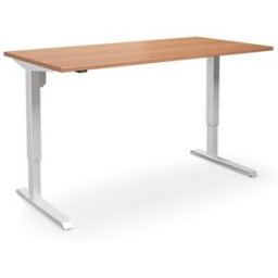 Höj och sänkbart skrivbord Venla, rak, LxB 1600x800 mm, bok/vit