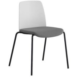 Stol Helmer, sits stoppad, ryggstöd plast, 4-pack, sits vit/mörkgrå, u