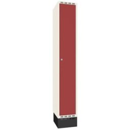 Klädskåp Sonesson Flex, 1 dörr i 1 skåp, BxD 300x400 mm/skåp, röd/vit