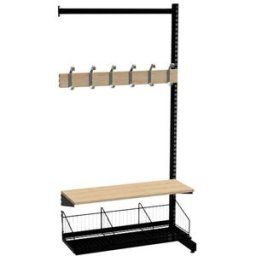 Klädfack Savalen, enkelsidig, B 900 mm, svart, modell B, utbyggnad