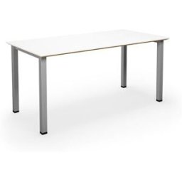 Bord DUO-U Trend, rak skiva, raka hörn, LxB 1600x800 mm, vit/silver