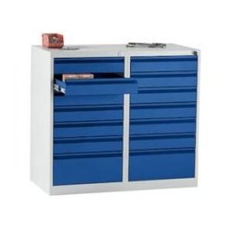 Verkstadshurts Hadi, HxBxD 900 x 1000 x 500 mm, 14 lådor, låda gentian