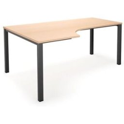 Hörnskrivbord DUO-U, vänster, LxB 1800x1200 mm, björk/svart